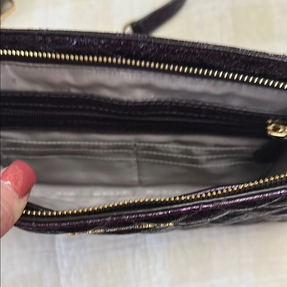 NWOT Michael Kors Purple Quilted Clutch with Gold Accents - Picture 2 of 6